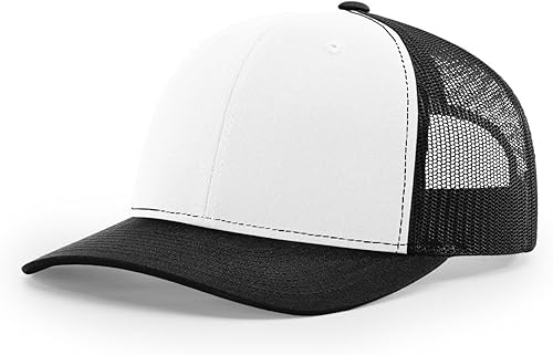 R RICHARDSON Gorra de béisbol unisex 112 Trucker ajustable, color blanconegro, talla única, BlancoNegro