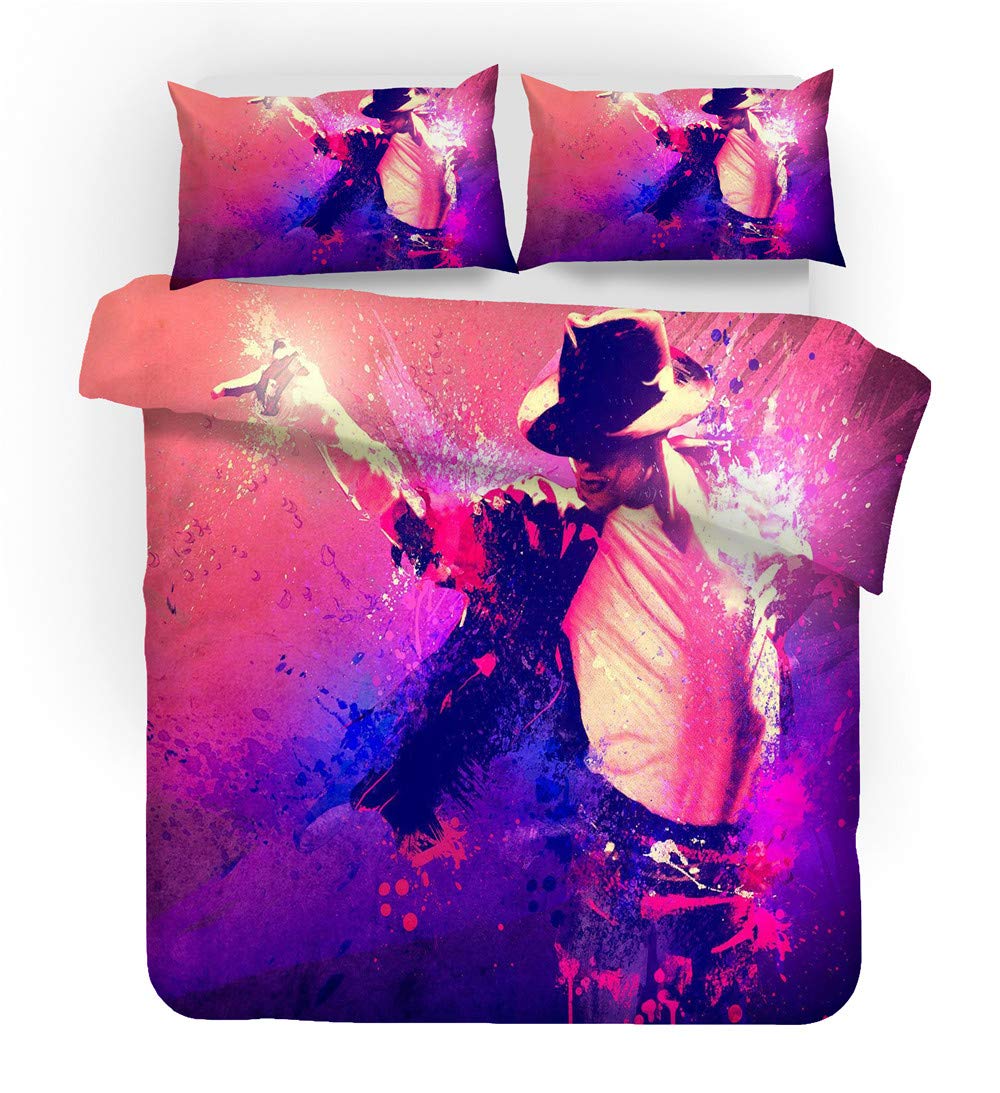 Nichiyo 11 Michael Jackson Bed Linen Set, Duvet Cover And Pillowcase, Microfibre, 3D Digital Print Three-Piece Bedding (Duvet Cover + Pillowcases) (, Single 135 X 200 Cm)