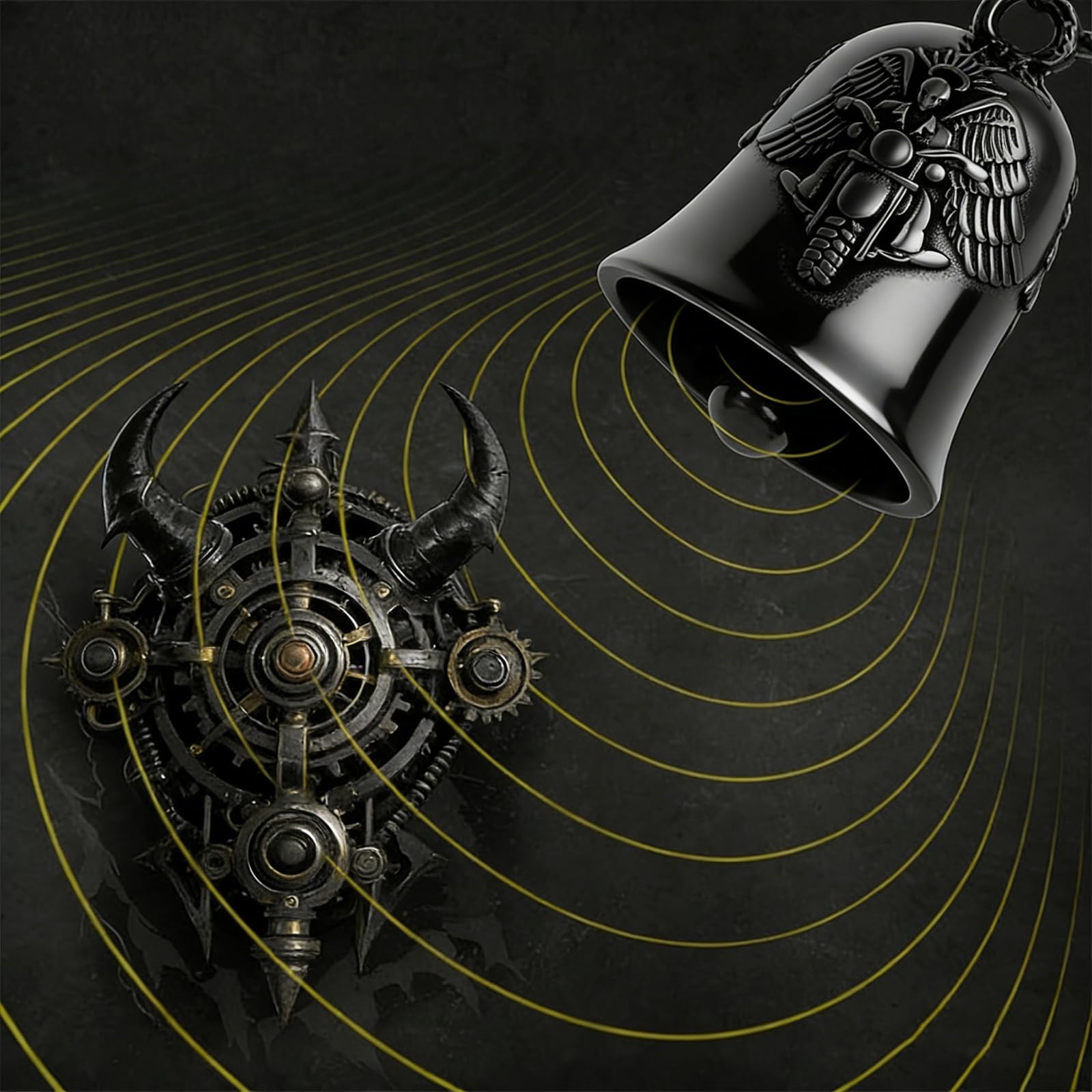 GREATRICH Schlüsselanhänger Motorrad Glocke Glücksbringer, Edelstahl Guardian Bell Biker Bell als Motorrad Deko und Geschenke Für Männer, Kleine Schutzglocke, Geschenk für Motorradfahrer - 5