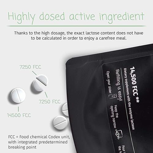 Miniatura 2 de LactoJoy Píldoras de lactasa 14.500 FCC I 240 piezas paquete de recarga I Potentes enzimas lactasa para intolerancia a la lactosa I Lactasa ultra