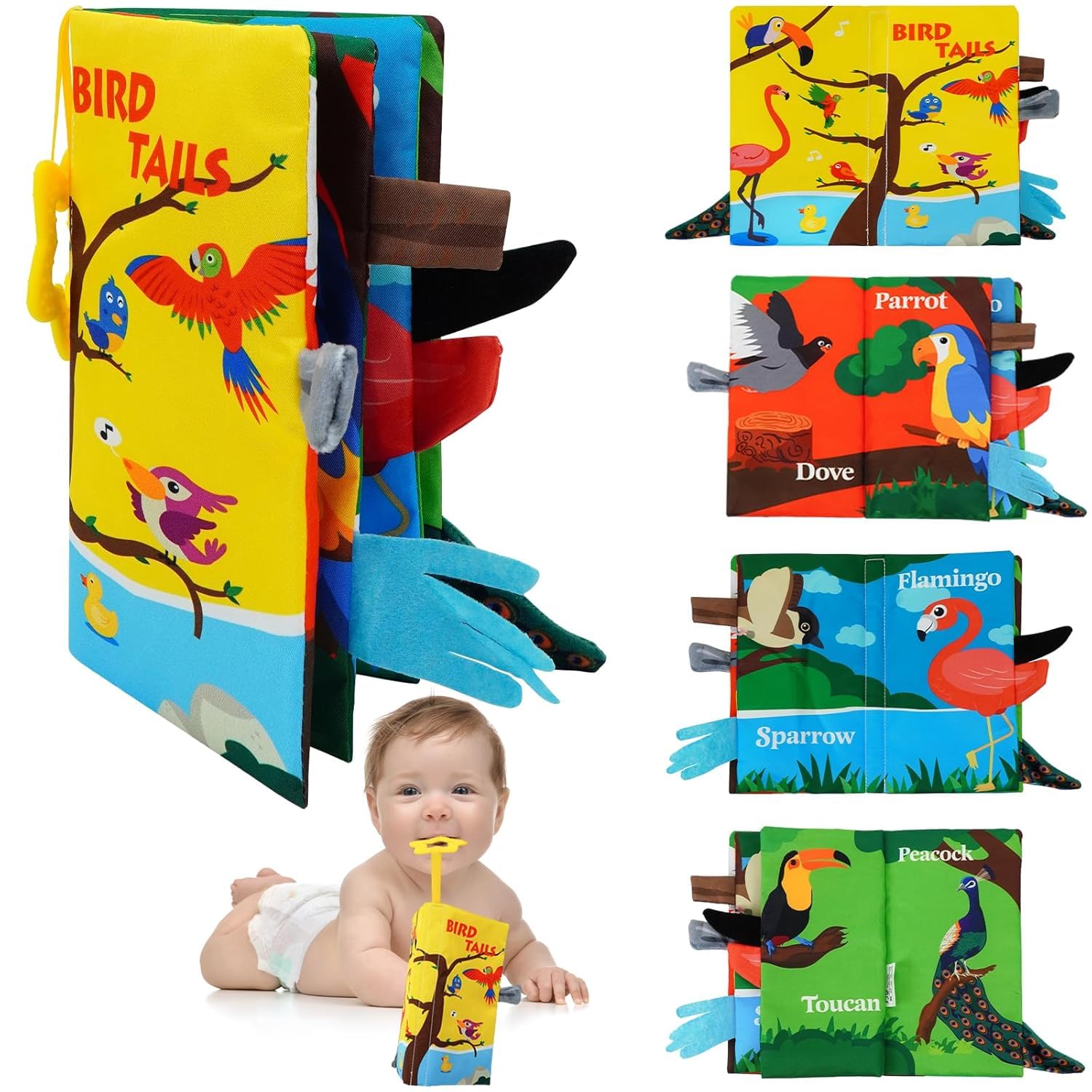 GZYFUVALW Cloth Books Children Sensory Toys with Tails, Stroller Soft Toys (Flying Animals)