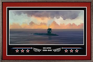 USS Aspro SSN-648 Box Framed Canvas Art - Burgundy