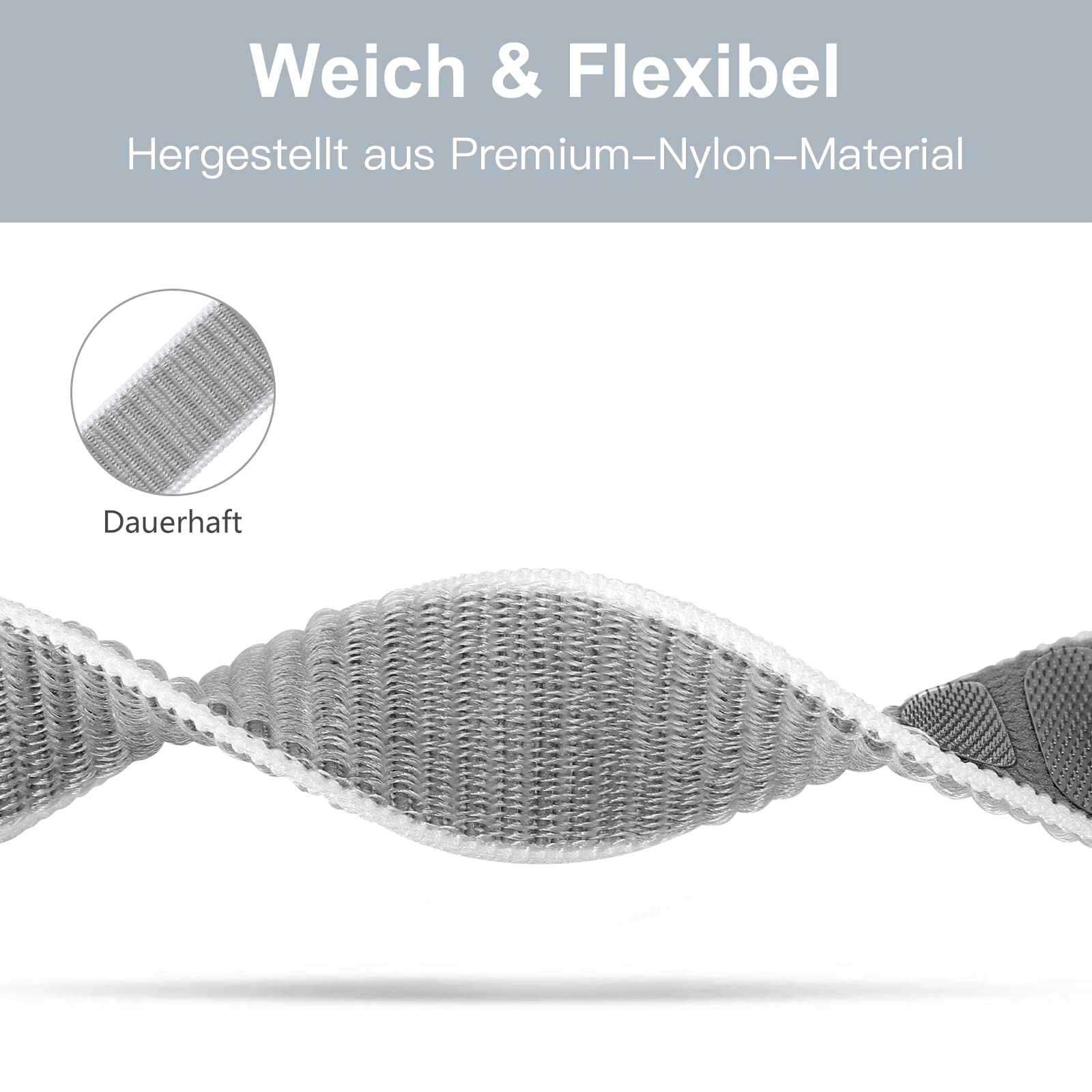 Maledan Cinturino Nylon Compatibile con Apple Watch 42mm 44mm 45mm 49mm 38mm 40mm 41mm, Regolabile Sport per iWatch Series 9 8 7 6 5 4 3 SE, 42mm/44mm/45mm/49mm, Grigio