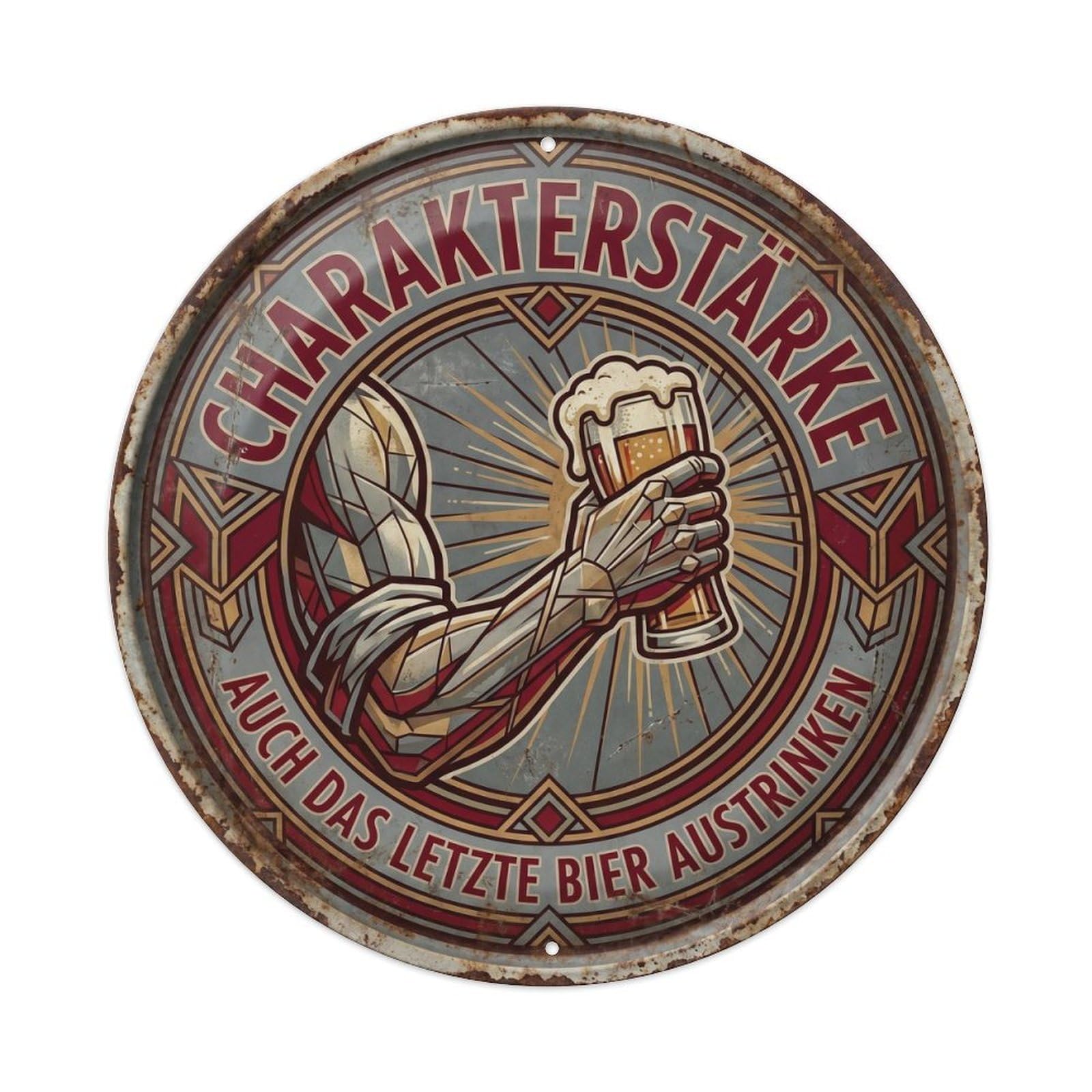 Vintage Bar Style Charakterstärke Humorous Lounge Character Metal Tin Sign Plaque Wall Decor for Cafe, Club, Garden Round Metal Poster 8x8Inch