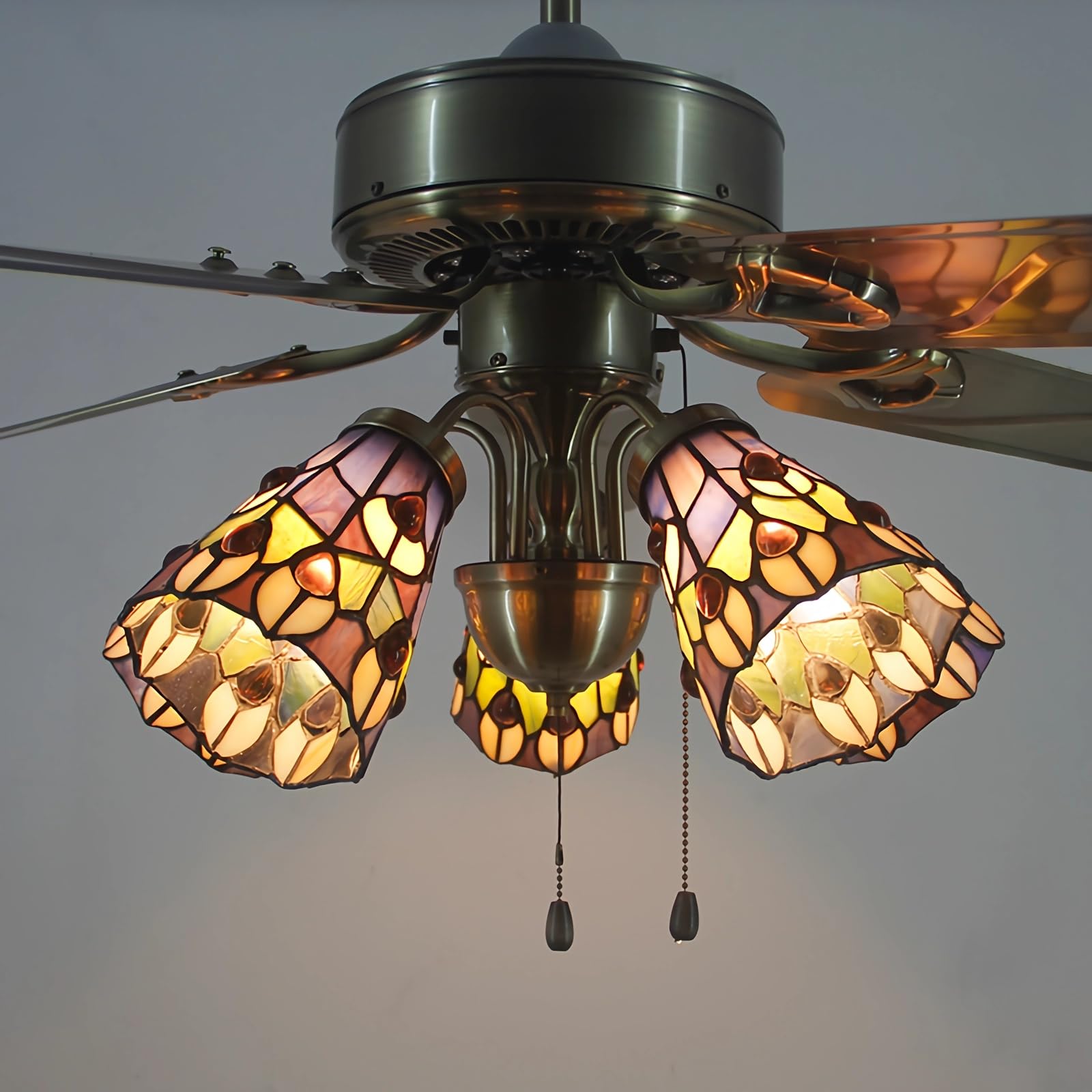 Style Ceiling Fan with Light 5 Reversible Wooden Blades 3 Speeds