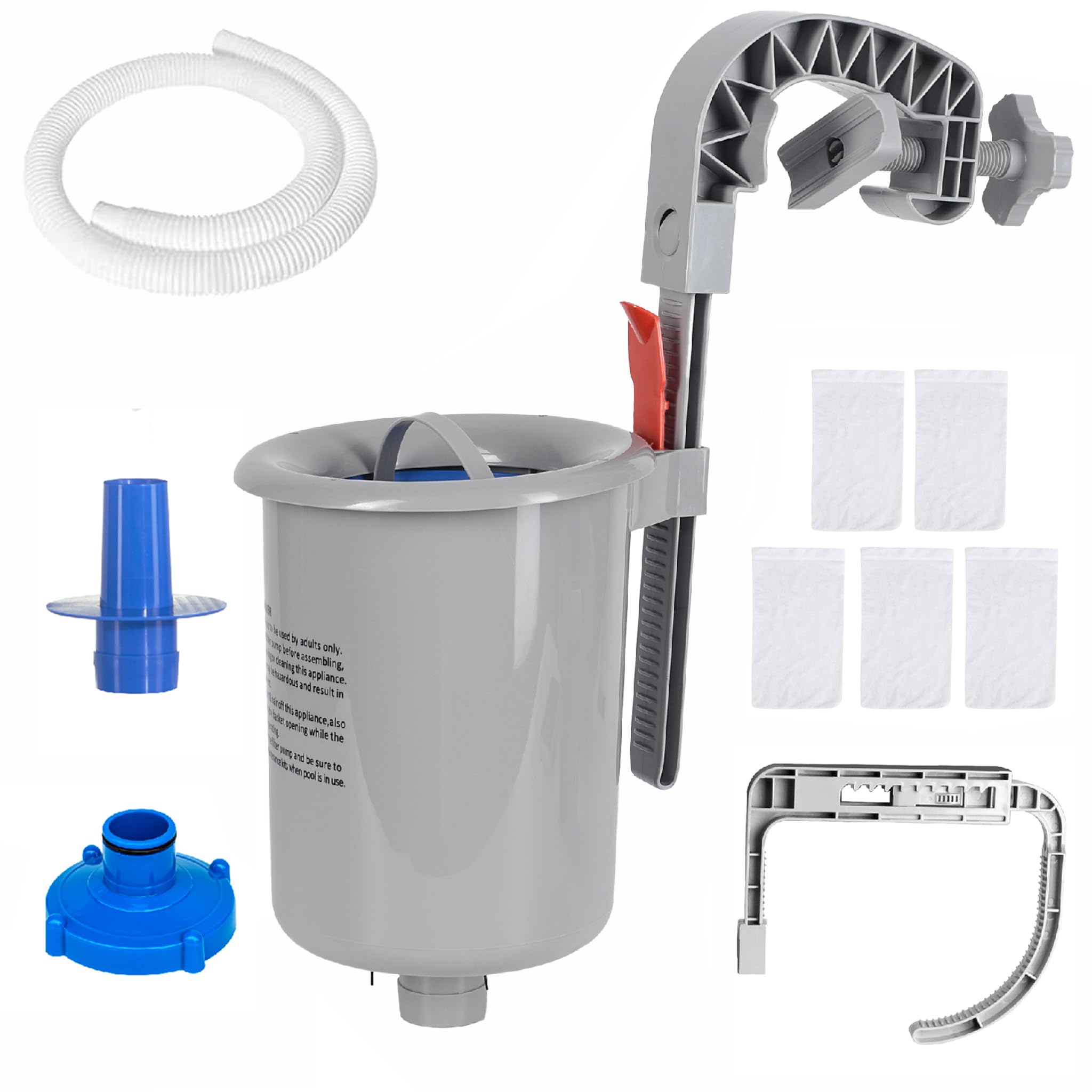 Photo 1 of Above Ground Pool Skimmer with 5 Skimmer Socks, Wall Mount Surface Skimmer with Basket for Intex, Tubular, Metal Frame & Inflatable Pools, Adjustable Floating Filter - Auto Removes Leaves & Debris