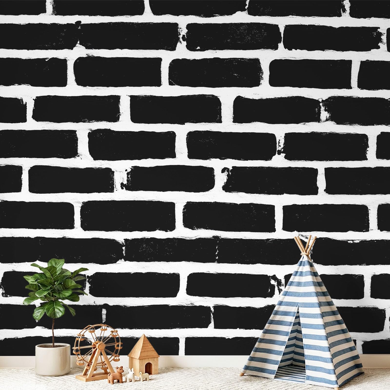 Minimalistyczna tapeta 3D, przemysłowa, 400 x 280 cm, mural, czarno-biała cegła, tapeta do sypialni, przedszkola, malowniczego ogrodu, wisząca