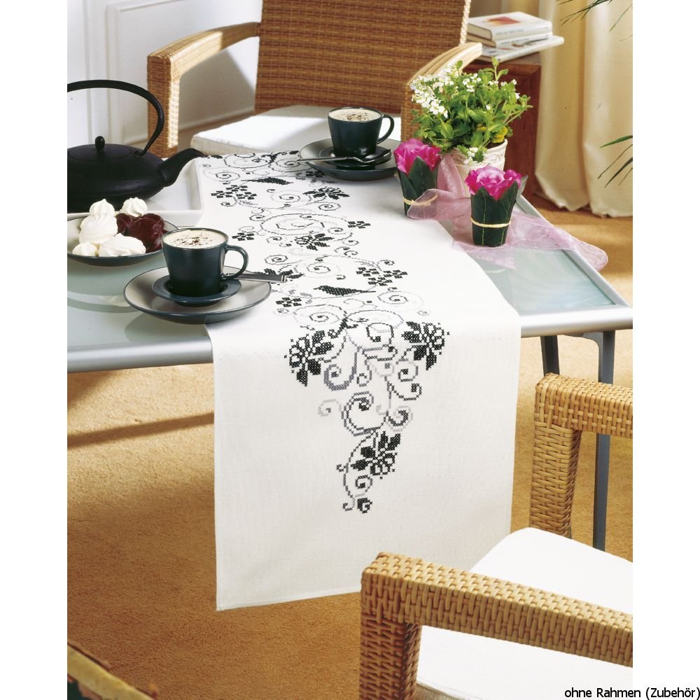 Vervaco "Blackwork Runner Embroidery, 100 Percent Cotton, Multi-Colour