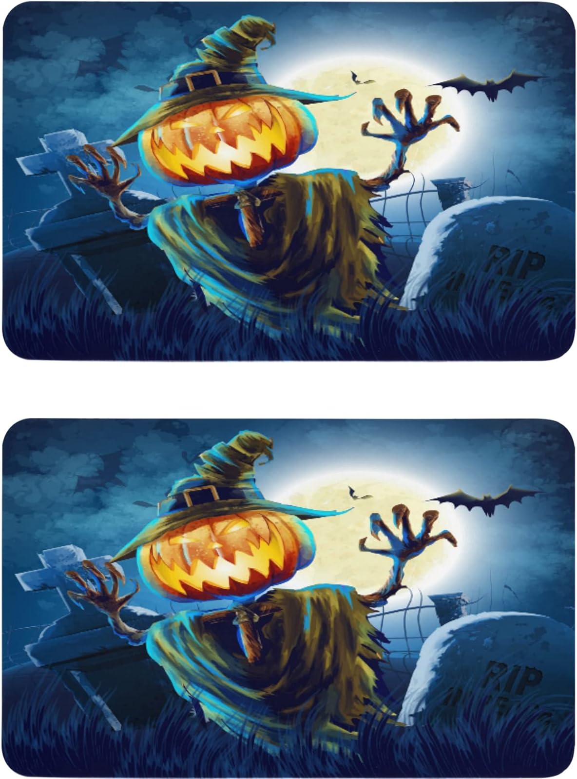 Vnurnrn Halloween Scarecrow Pumpkin Graveyard Moon Dishwasher Magnet Refrigerator Magnetic Plate Decorative Sign for Kitchen Office Dish Washer Indicator 2 Pcs