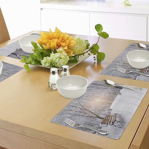 Miniatura 431 de Ambesonne Juego de 4 manteles individuales amarillos y azules, diseño de flores de primavera, flores vibrantes, manteles individuales de tela Azul