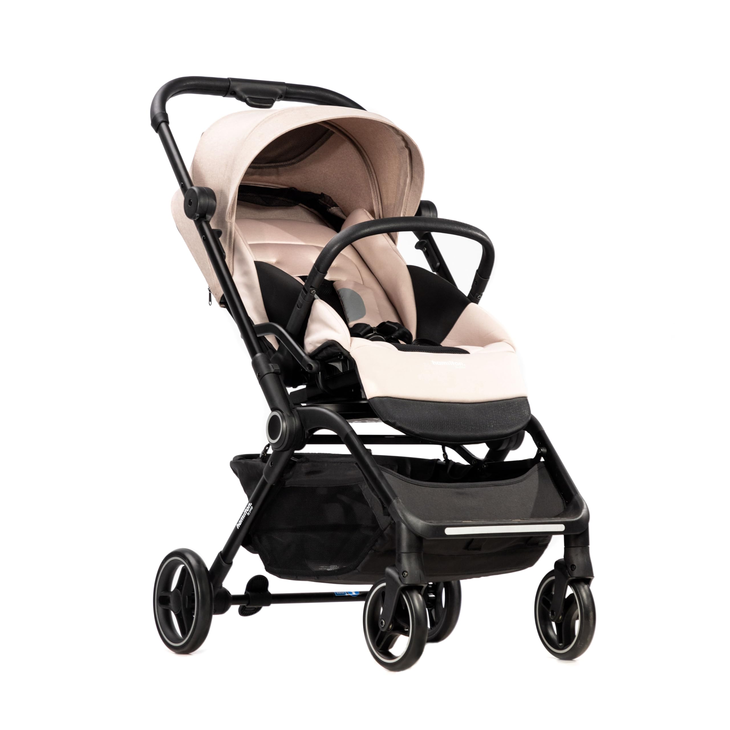 Hamilton by Yoop T1 Buggy - Seduta girevole a 360° - Tecnologia MagicFold™ - Pieghevole - Ruote riflettenti con sospensioni - Include borsa protettiva e portabicchieri - Passeggino regolabile - Cachi