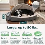 Furhaven 35" Lit rond pour chiens orthopédiques pour grands chiens/moyens avec/Couvercle amovible lavable, pour chiens jusqu'à 50 Lbs - Sherpa & Suede Snuggery - Gris, 35-inch