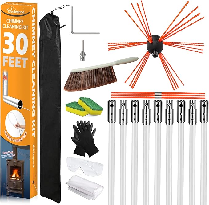 Chimney Draft Calculator 1 Sealegend 30 Feet Chimney Sweep Kit Chimney Brush Chimney Cleaning Kit and Rotary Chimney Cleaning System Fireplace Brush Tool with 9 Nylon Flexible Rods