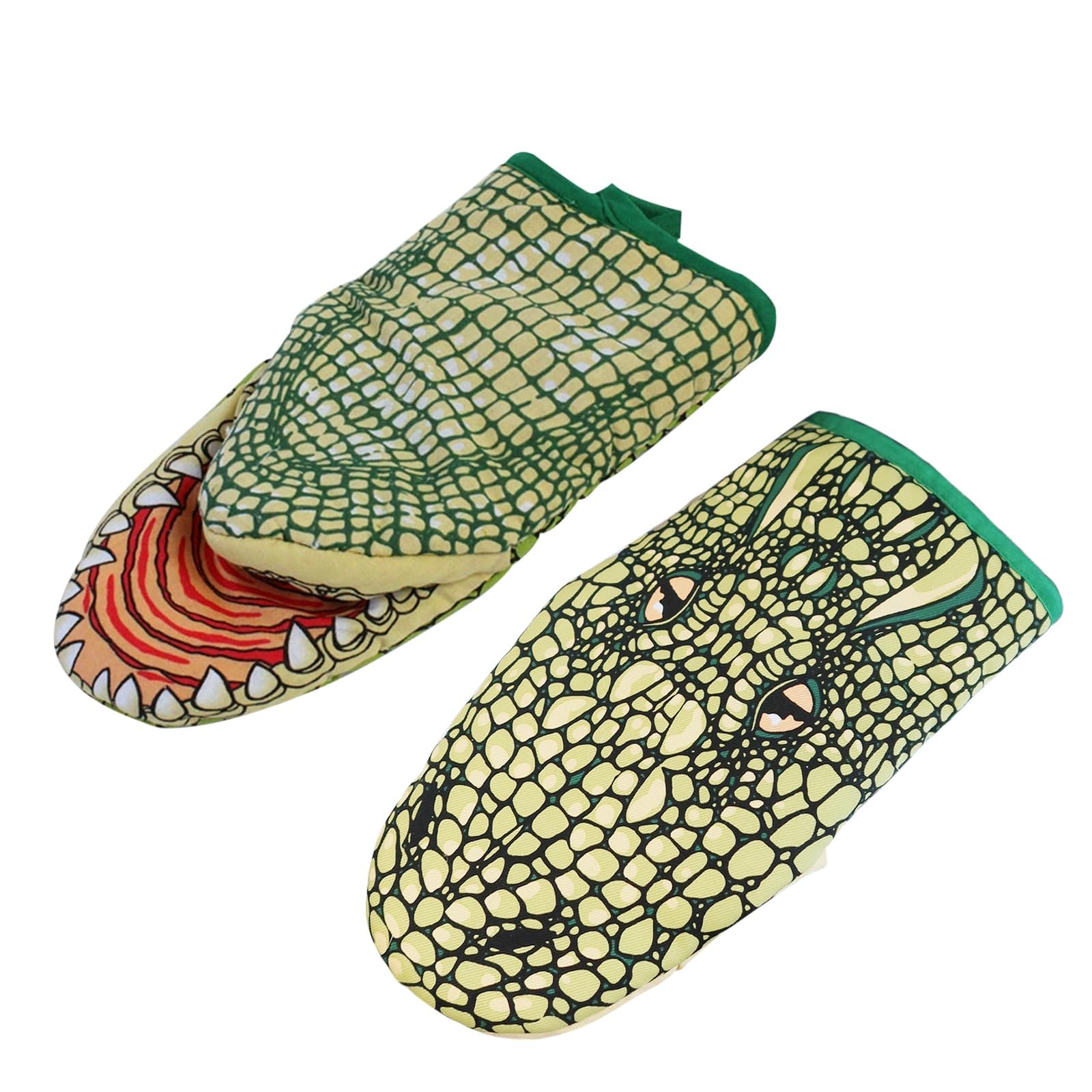Photo 1 of 1 Pair Crocodile Oven Mitts, Heat Resistant Kitchen Gloves, Cute Animal Microwave BBQ Mitts for Cooking Baking Grilling, Funny Alligator Design Heat Proof Mittens for Adults Kids