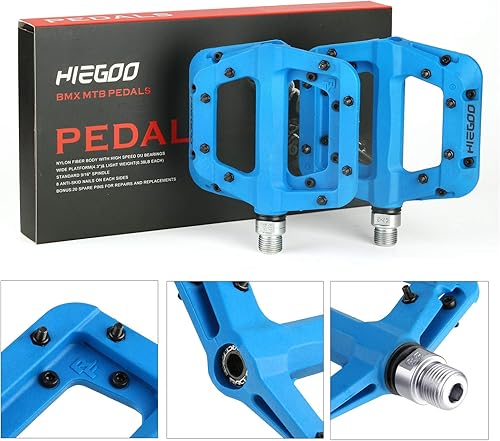 Miniatura 5 de Pedales de bicicleta de montaña Pedales planos de bicicleta de fibra de nailon resistentes antideslizantes para BMX MTB 916 pulgadas (azul)