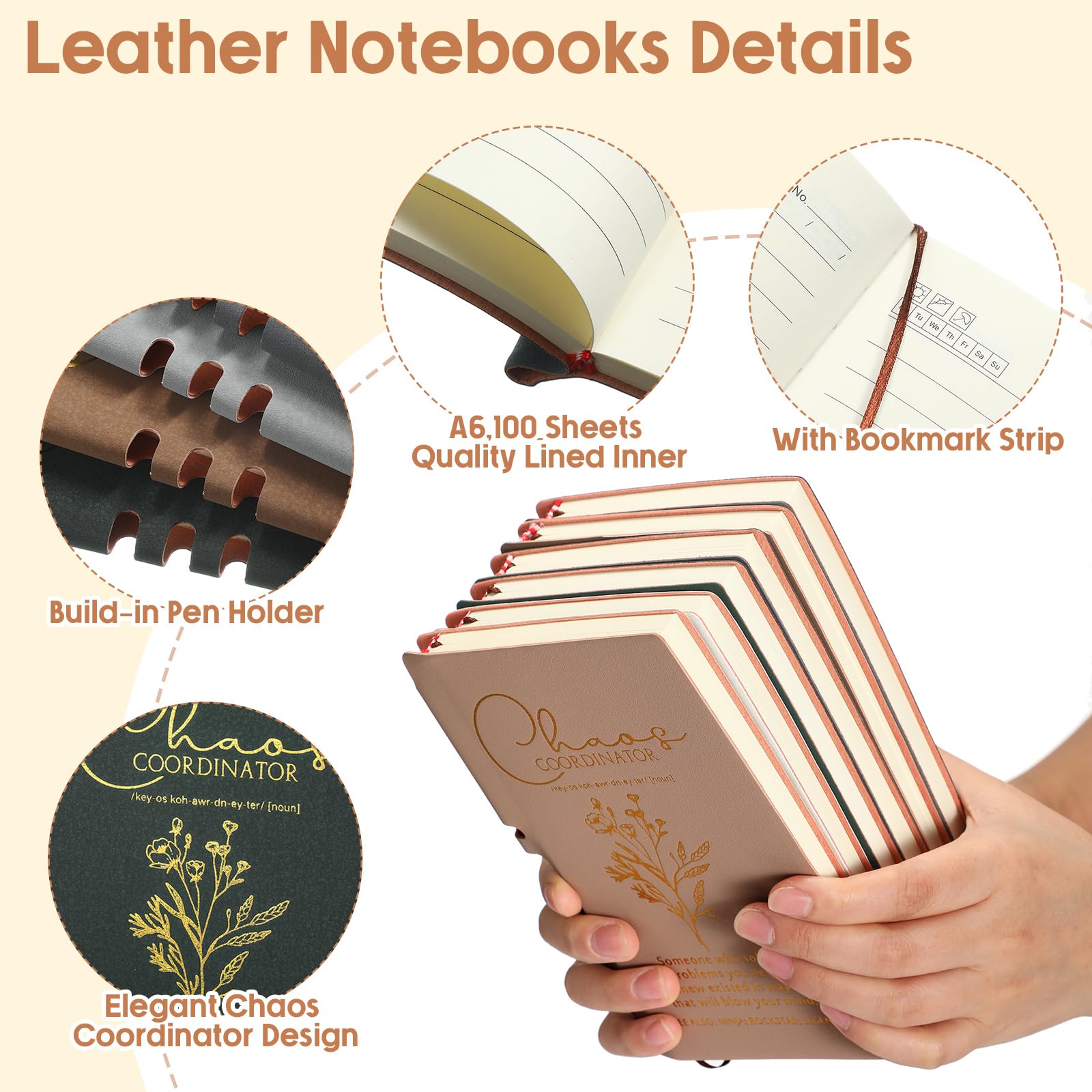 Watersay 10 quaderni per coordinatore del caos, idea regalo, formato A6, in pelle, per dipendenti, regalo di ringraziamento, regalo per ufficio, per donne, uomini, insegnanti, colleghi, leader,