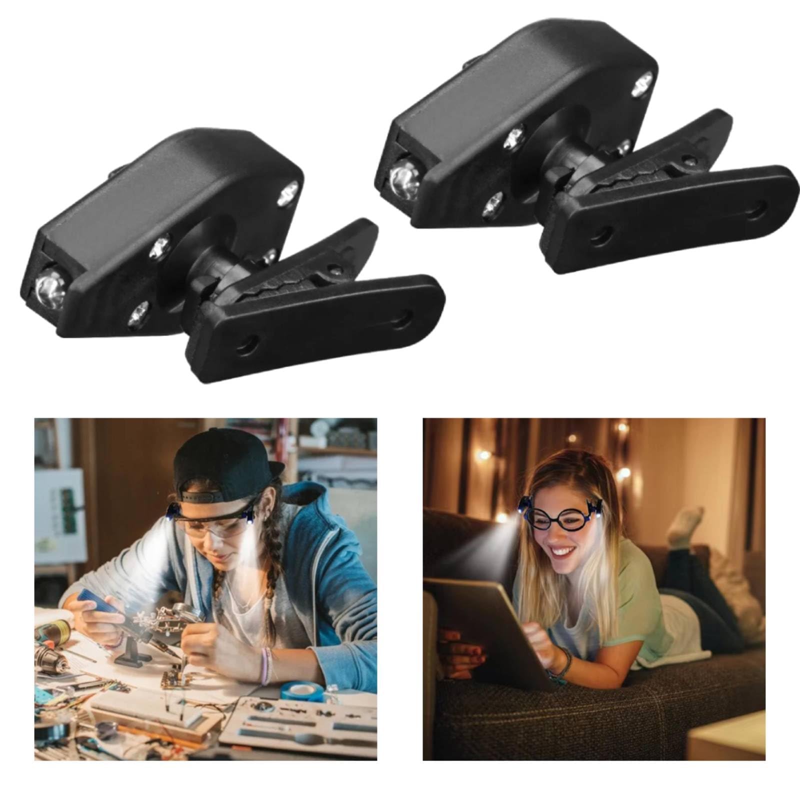 Iluminación portátil con mini luz LED con clip para gafas y brillo ajustable
