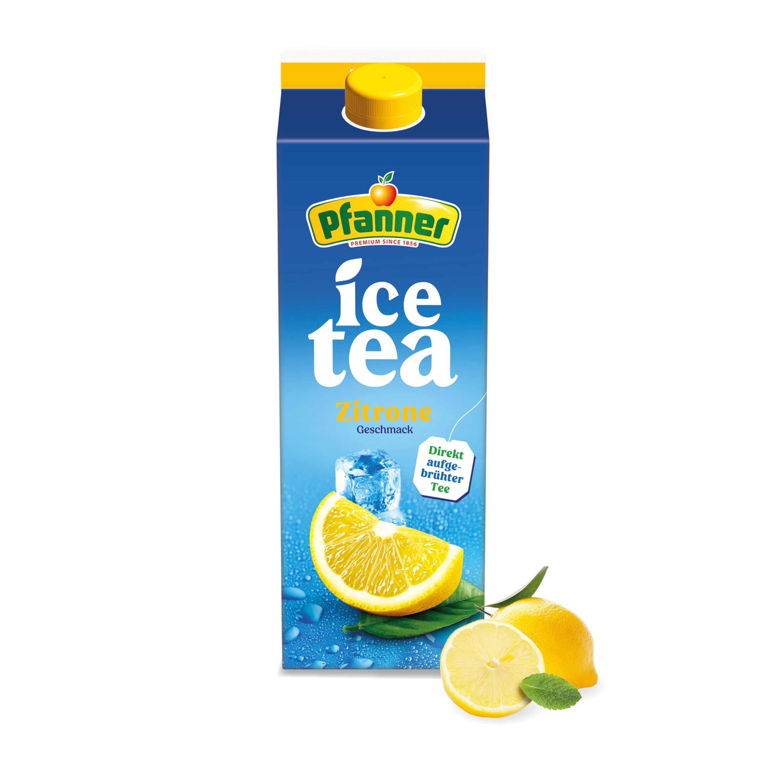 Pfanner Eistee Zitrone – 1 x 2 l Tetra Pak- direkt aufgebrühter Tee mit Limetten- und Zitronensaft – Ice Tea Karton