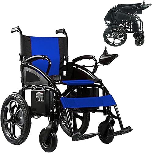 Culver All Terrain - Silla de ruedas eléctrica plegable con motor doble, para todo terreno, silla de ruedas eléctrica, para adultos, soportes (azul)