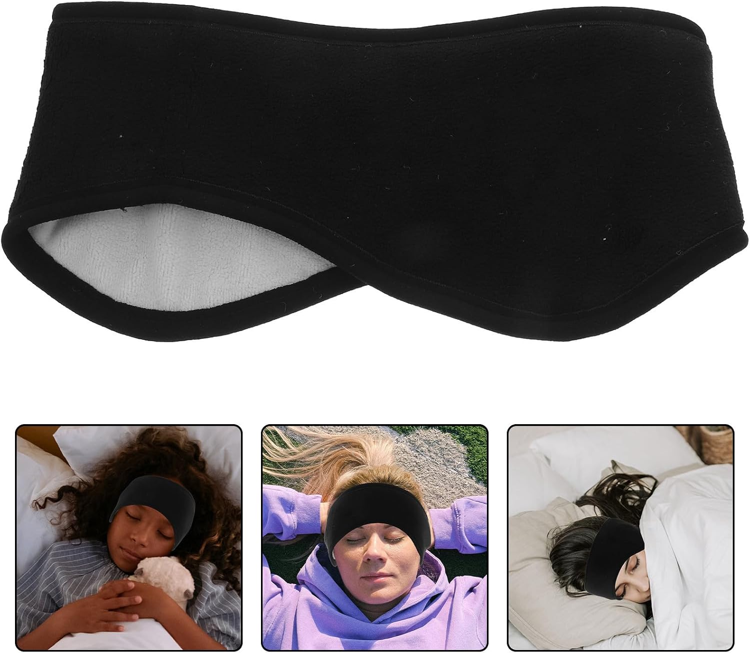 Mikikit Adjustable Cotton Ear Warmers for Women and Men Noise Blocking Sleep Ear Muffs with Soft Fleece Lining Comfortable Winter Headband Covers for Napping and Traveling