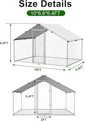 Miniatura 23 de Jaula grande de metal para gallinero con cubierta impermeable y resistente a los rayos UV, gallinero al aire libre para uso en granja en el patio