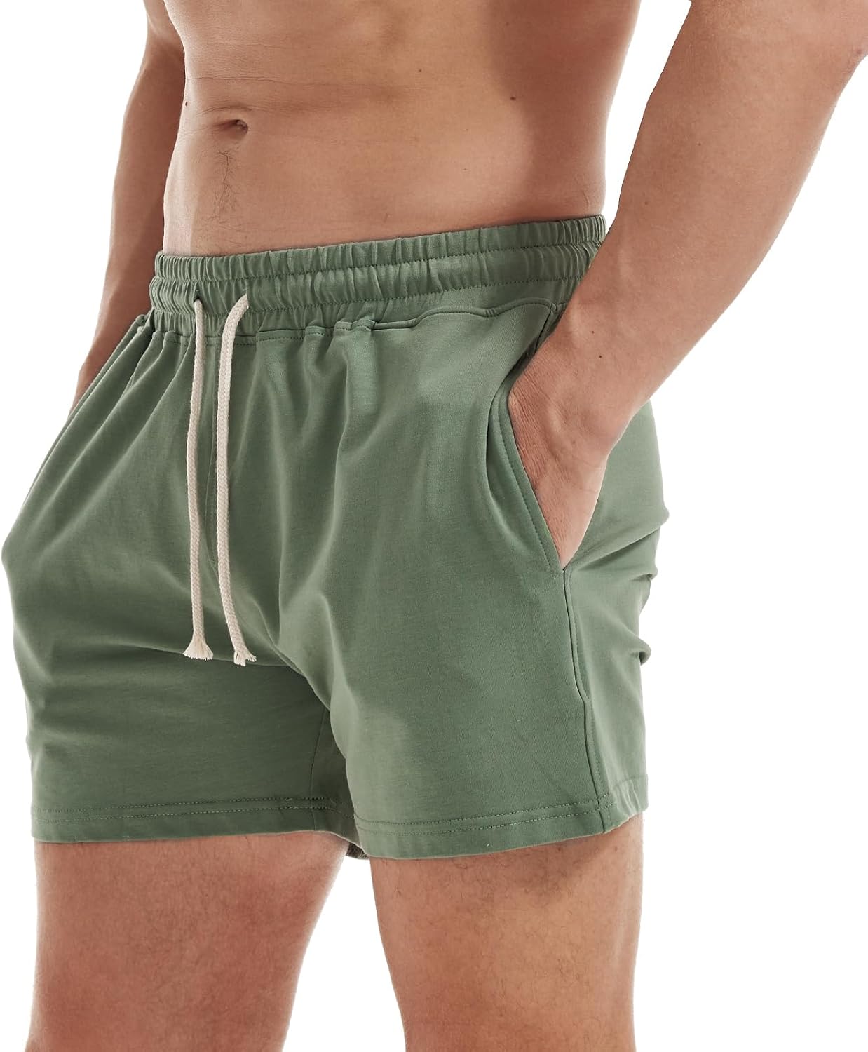 AIMPACT Mens Workout Sweat Shorts 5 Inch Cotton Casual Fitness Mens Athletic Gym Shorts with Pockets - Image 5