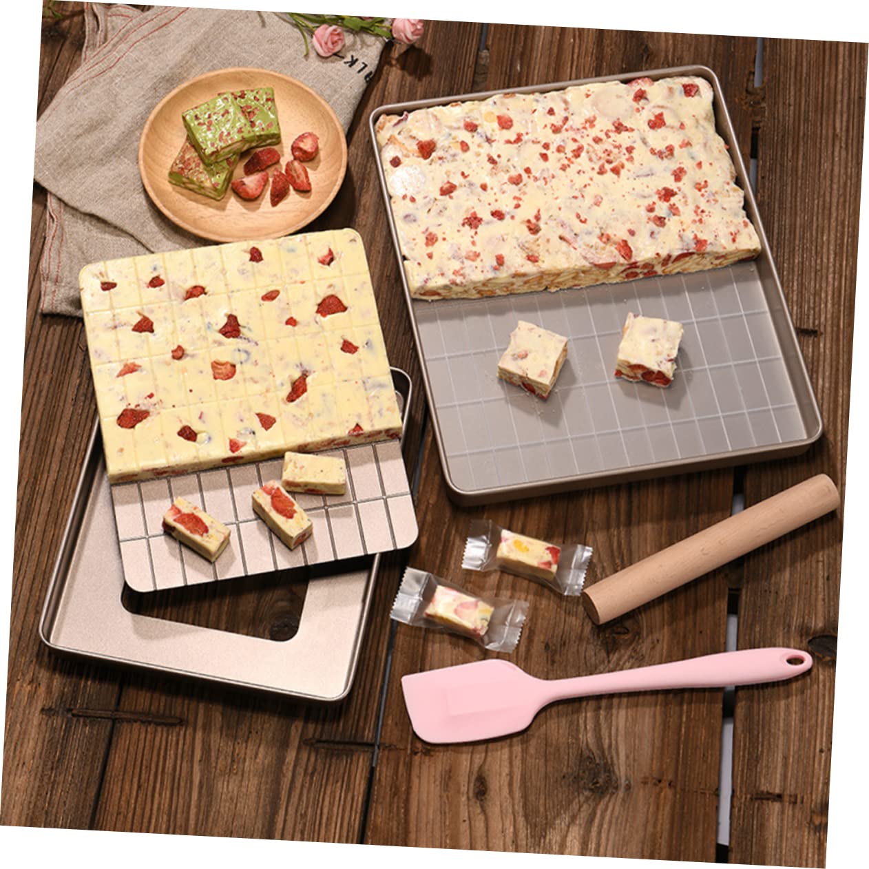 MAGICLULU Moule à Nougat Métal Fait Main Ensemble de Moules Plateaux pour Pâtisserie Accessoires de Cuisine