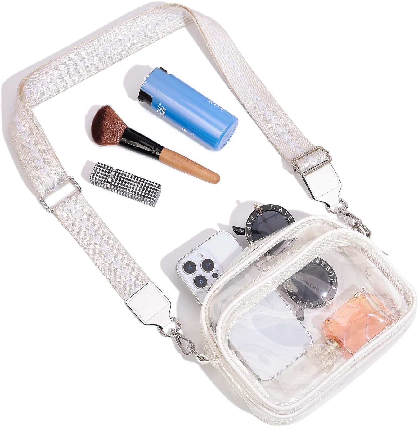 Stadium-approved clear bag, women's clear crossbody bag/wallet for concerts, sports, and festivals (white) - Image 3