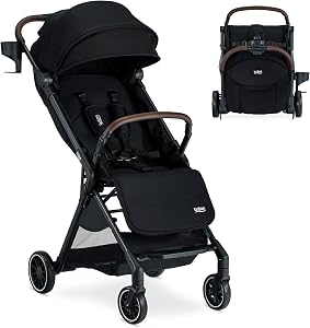 Britax Juniper™ Compact Stroller with One-Hand RapidFold™ - Raven Black | On-the-Go Travel Stroller With Effortless FastPack System & One-Hand RapidFold, Built-In Carry Handle, Ventilating Fabrics