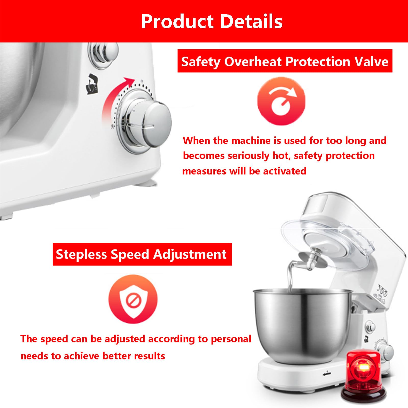 Impastatrice Elettrica da 600W / Impastatrice per Farina con Regolazione A 3 velocità/Robot da Cucina, capacità 5 L, Impastatrice per Farina Professionale per Uso Commerciale,Black