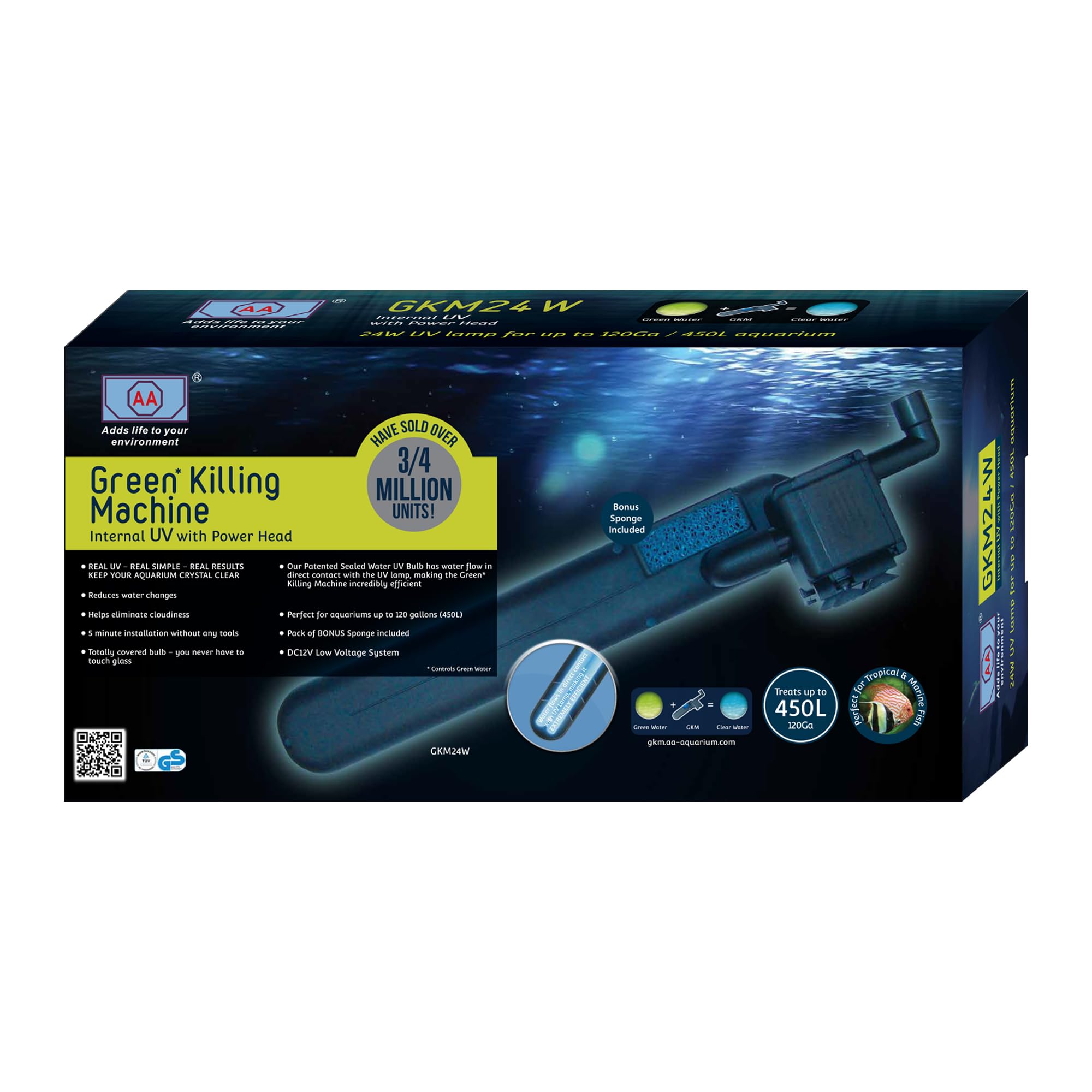 Green Killing Machine 24W - Internal UV Steriliser for Aquariums up to 450L (24W)