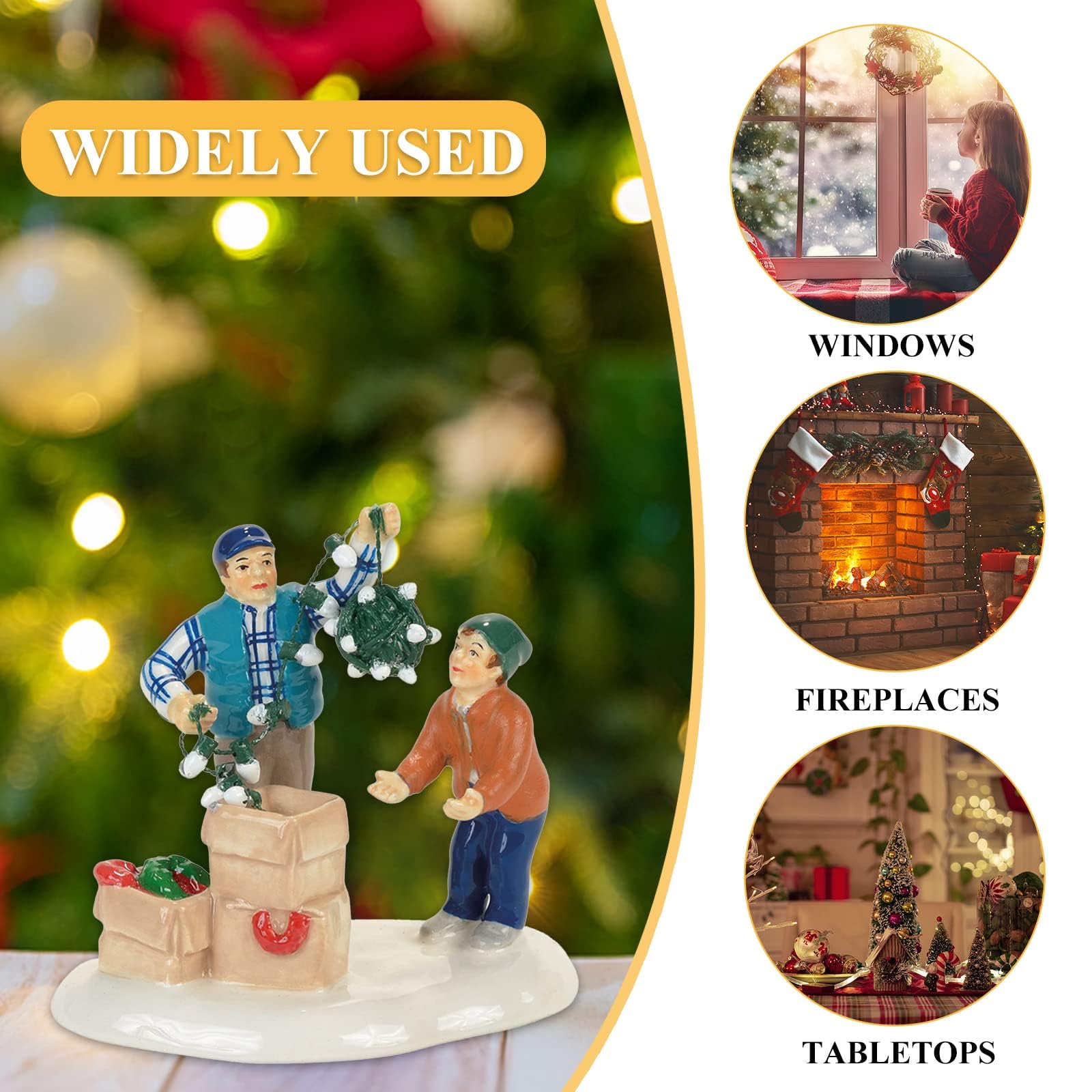 Weihnachten Schneedorf-Weihnachten Dekoration Winter,Weihnachtshaus Beleuchtet,Weihnachtsdorf Häuser Winterdorf,Weihnachtsstadt mit Beleuchtung,Miniatur Haus Deko Objekt Kinder Geschenke (A)