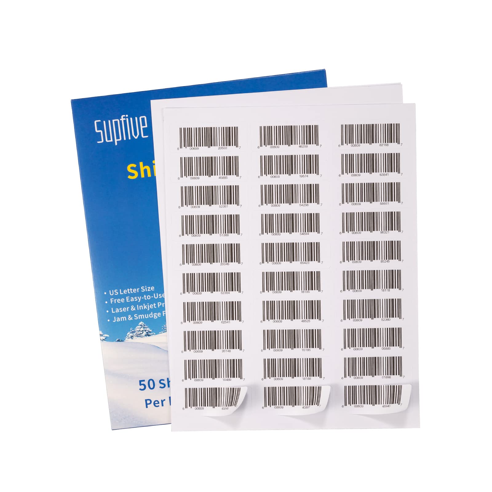 SupfiveAddress Sheet Labels 1"x2-5/8" Self Adhesive Sticker Shipping Labels (50 Sheets,1500 Labels)