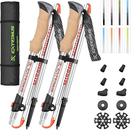 Extremus Bastones de senderismo ultraligeros Tecnología de construcción de una pieza, bastones de senderismo de aluminio de aviación de 9.5 onzas