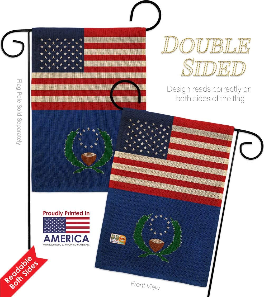 Pohnpei US Friendship Burlap Burlap Garden Flag Set Wall Hanger Regional USA American Alliance World Country Particular Area Small Decorative Gift Yard House Banner Double-Sided Made In 13 X 18.5