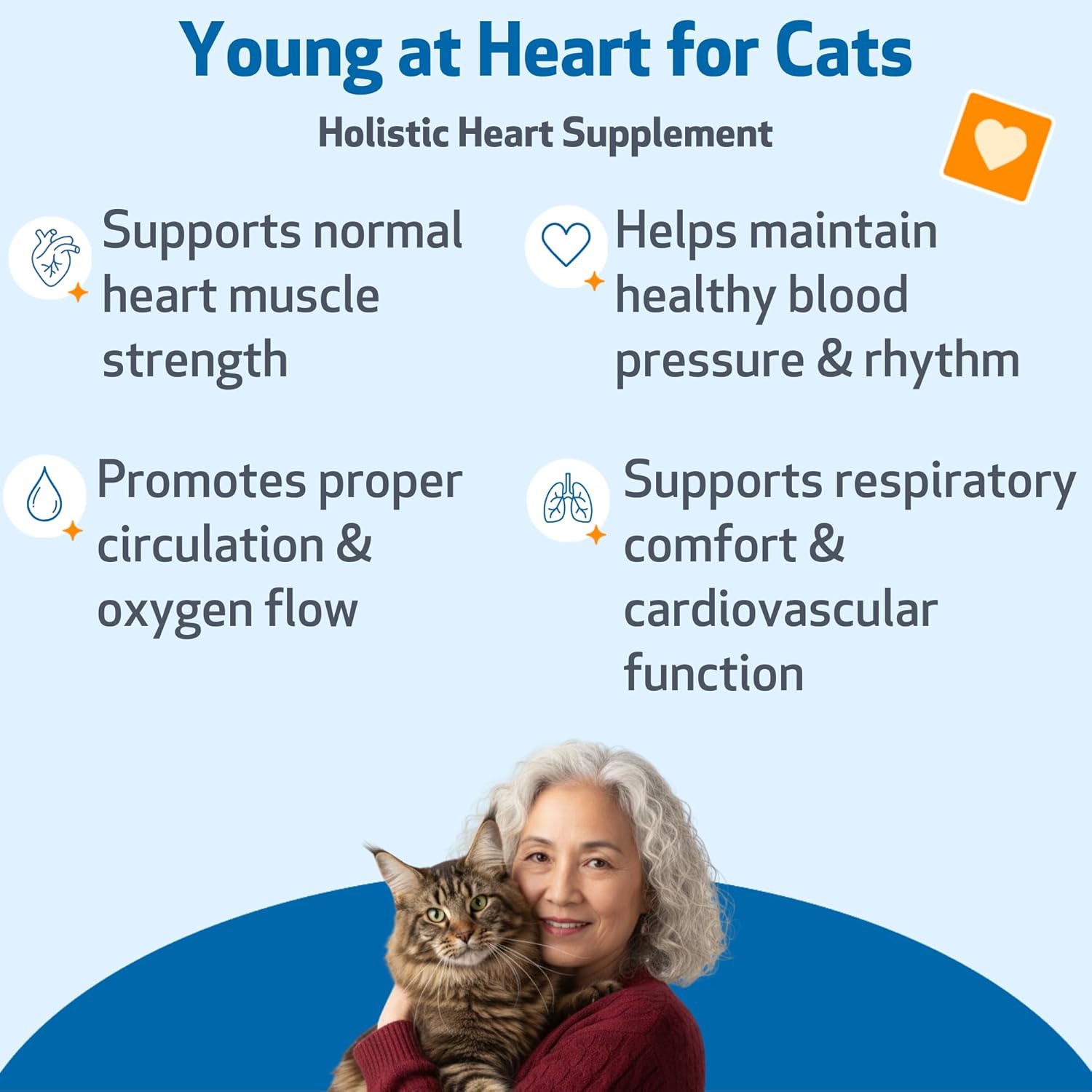 Pet Wellbeing Young at Heart for Cats - Senior Feline Heart Health Support, Cardiovascular Wellness with Hawthorn & Motherwort - NASC Certified & Vet-Formulated - 2 oz Liquid Formula