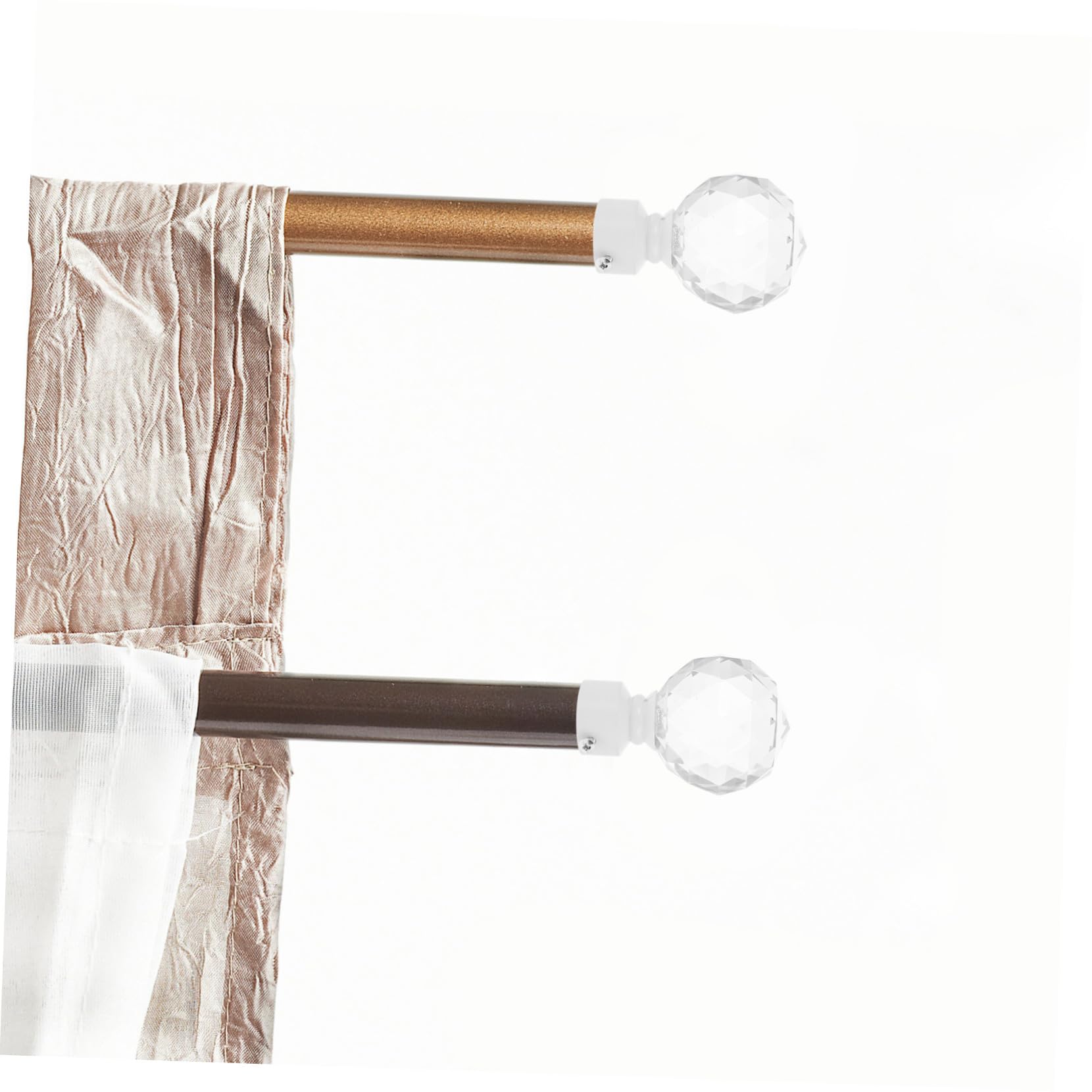 Embouts Décoratifs 2pcs pour Tringle à Rideaux en Métal et Cristal Blanc Finition Élégante pour Décoration de Fenêtre pour Salon et Salle à Manger