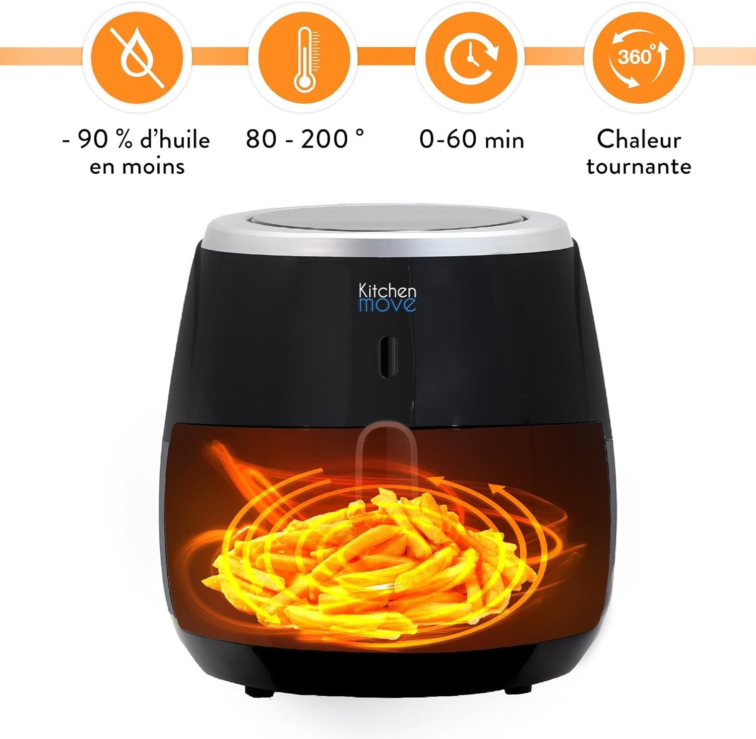 KITCHEN MOVE BAT-25A Air Fryer showing internal hot air circulation
