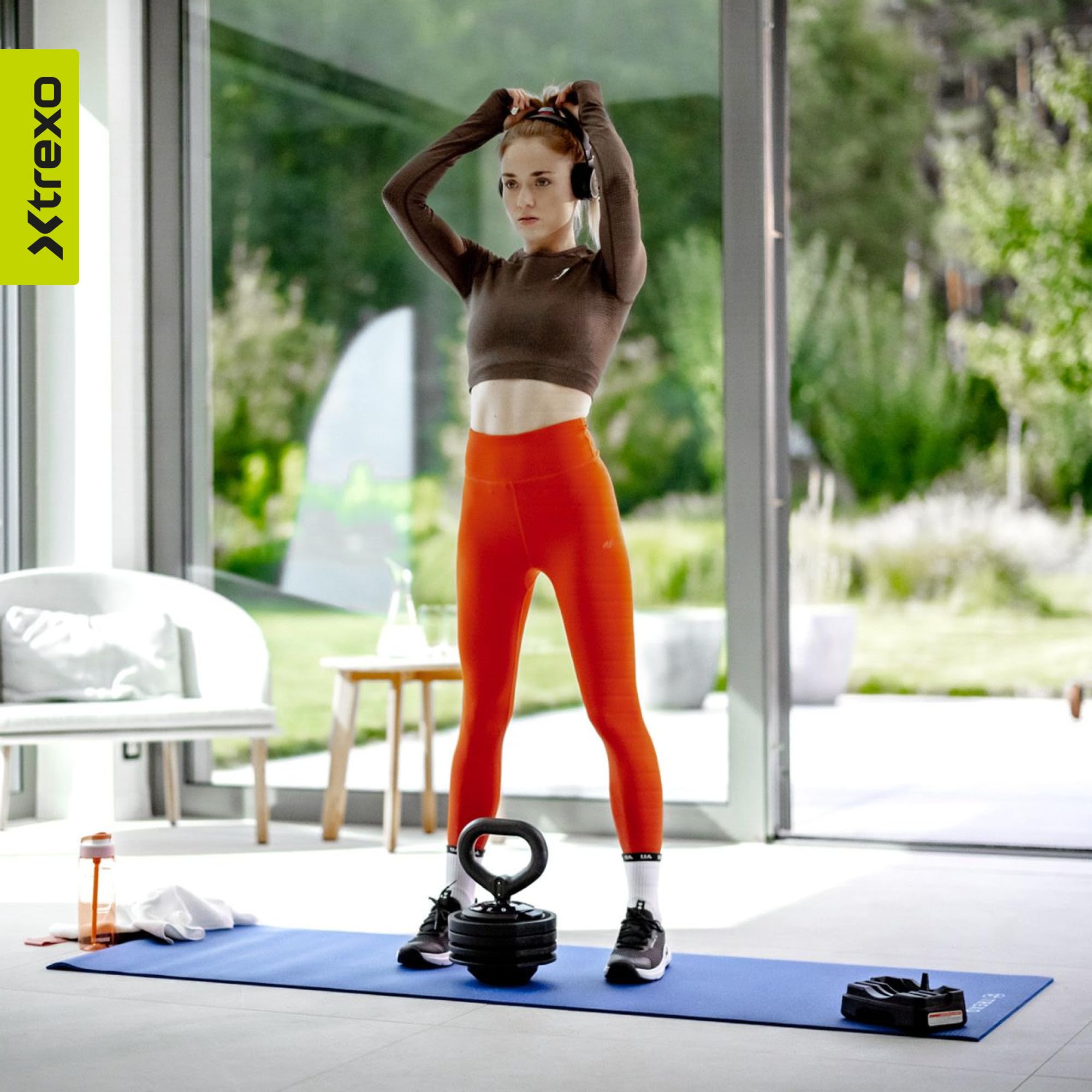 TREXO Kettlebell Regolabile 12 kg in Ghisa per Diversi Esercizi Versatili Manubrio a Sfera Professionale con 16 Livelli di Regolazione Nero