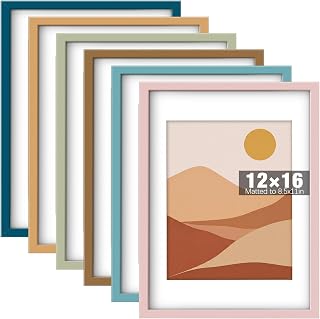 Threehoney 12 x 16 Picture Frame Set of 6, Boho Colorful Photo Frames Di...