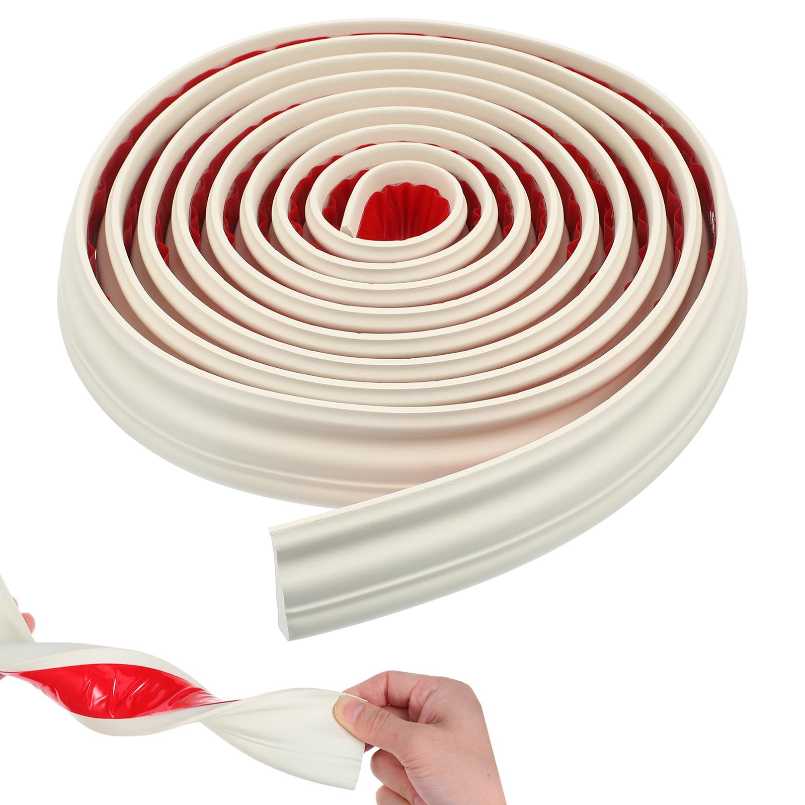 ULTECHNOVO Wall Molding Trim Peel and Stick Rail, Self-Adhesive Panel Moulding Kit, Flexible DIY Home Decor Wallpaper Border for Mirror Border Wall Lines, 5M Cream White