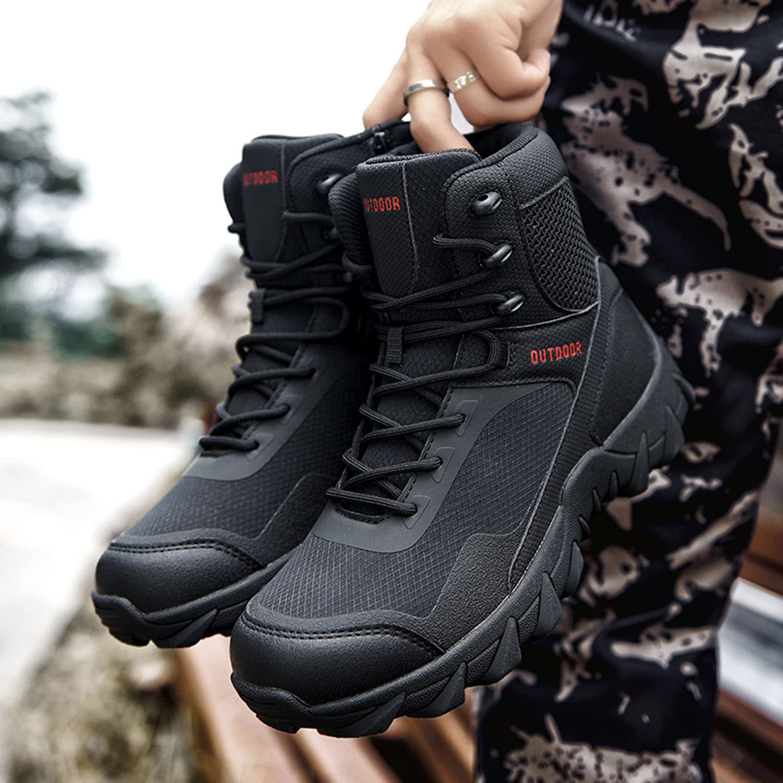 Botas de combate para hombre, de piel, antideslizantes, impermeables, botas