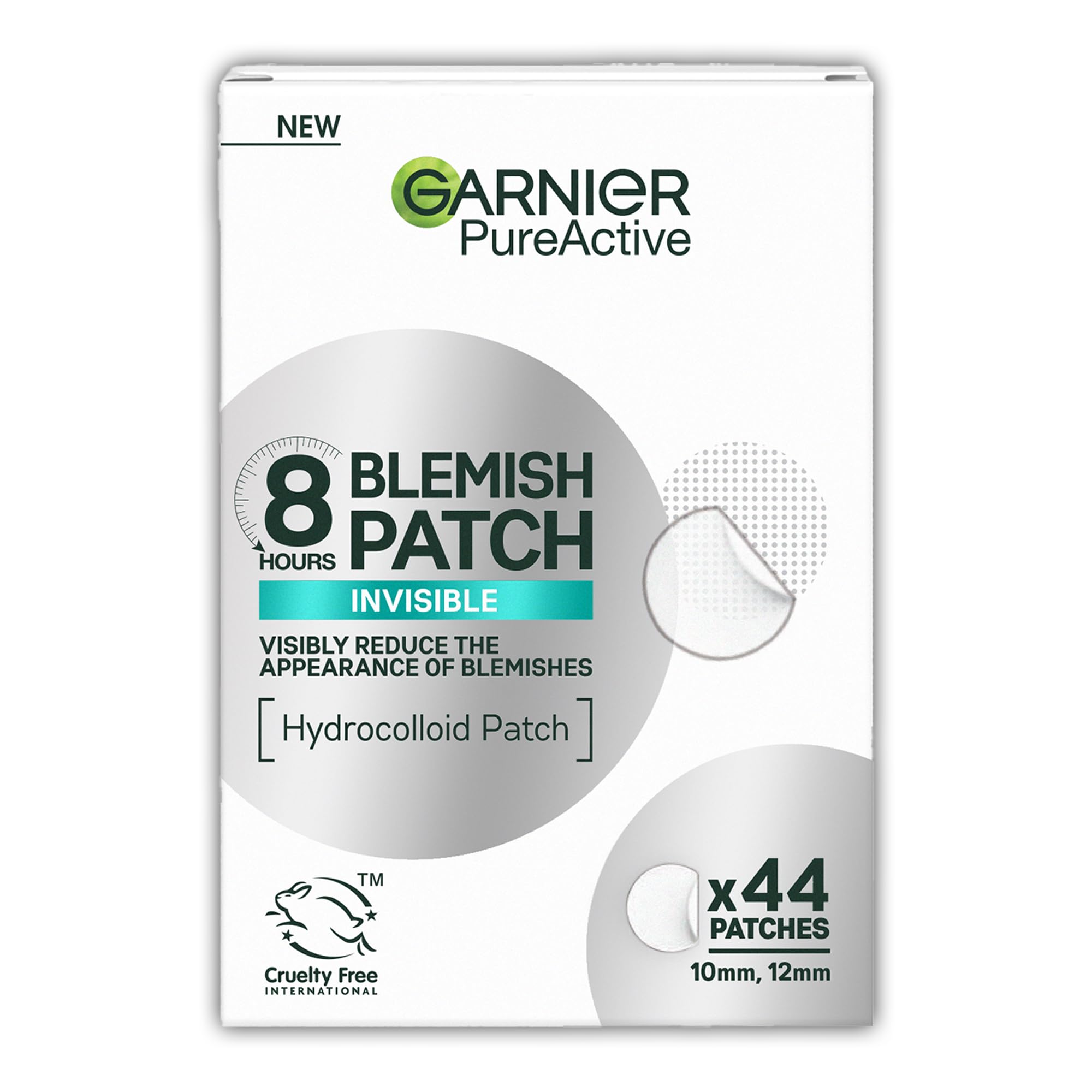 Garnier 8H Hydrocolloid Blemish Patches, Ultra-thin & invisible, 44 Patches