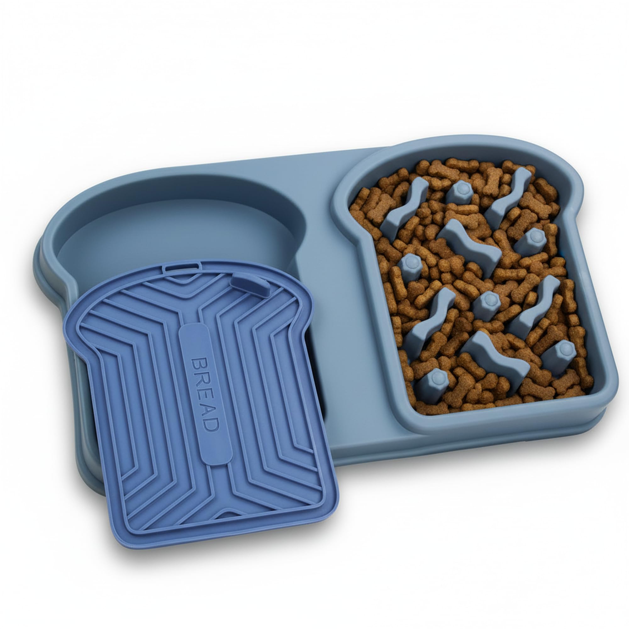 Comedero Antivoracidad para Perros, Doble Cuenco 2 en 1 (Pienso y Comida Húmeda), Comedero Lento Laberinto 3D con Alfombrilla de Lamido, Antideslizante, Fácil de Limpiar, 35x19 cm