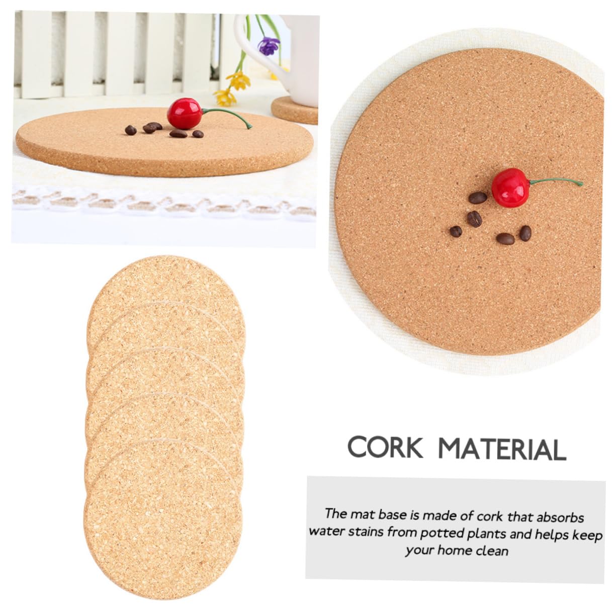 VANZACK 10 Stück Blumentopfmatte Anlage Blumentopf-Pads Pflanzentöpfe innen Platte Untersetzer für Topfpflanzen Blumenuntersetzer aus Kork Korkmatte für Pflanzgefäß Blumentopf -Untertasse