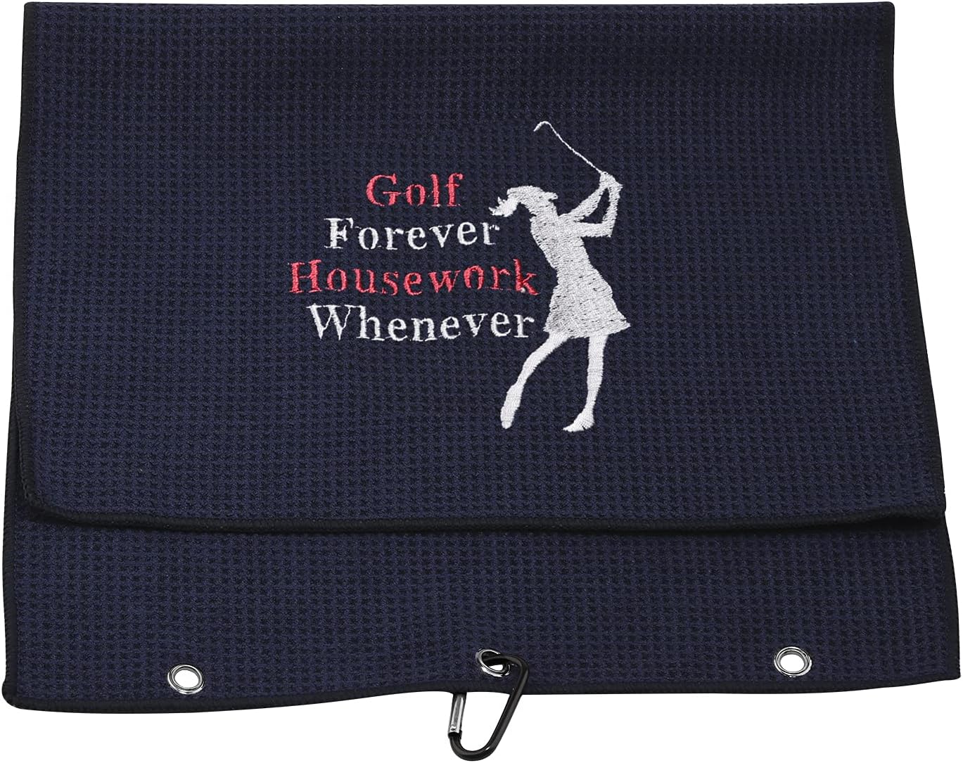 review Funny Golf Towels for Women Golf Forever Housework Whenever Embroidered Golf Towels for Golf Bags with Clip (Housework Whenever)