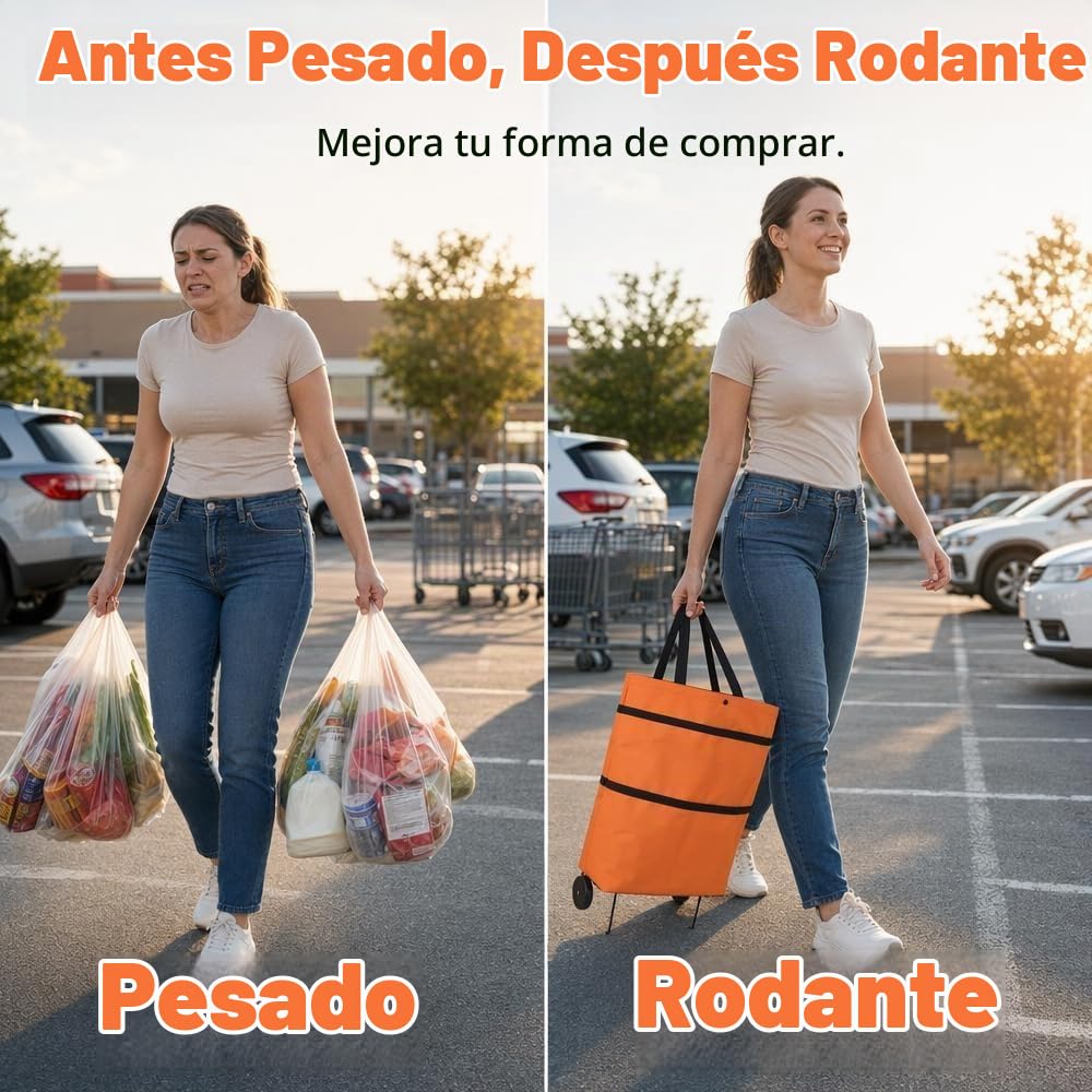 Bolsa de Compras Plegable 2 en 1 con Ruedas, Carrito de Compras Portátil y Versátil,Tela Oxford Resistente al Agua, Bolsa Reutilizable Ideal para El Hogar, Ligero y Portátil，Azul