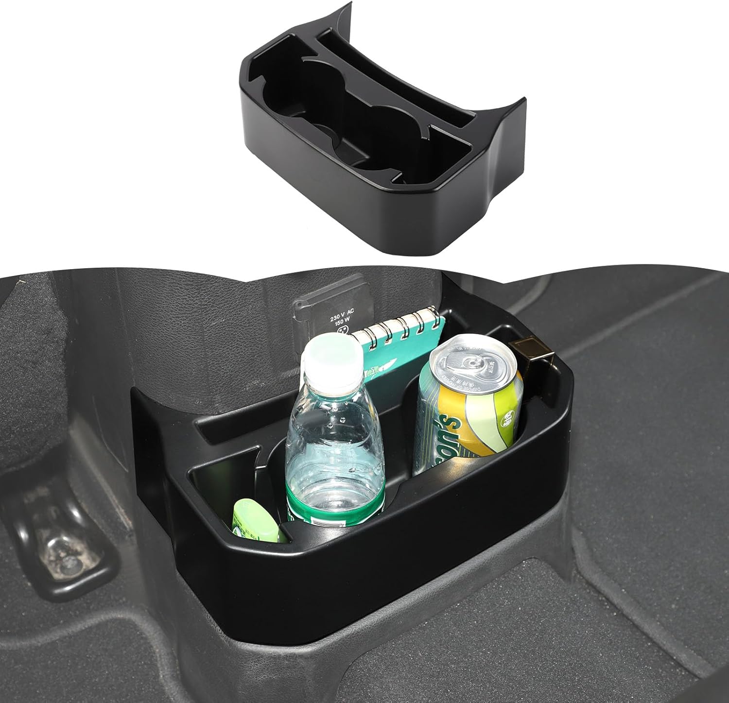 Rear Cup Holder for Jeep JL & JT,Rear Seat Storage Box Tray Organizer Floor Console Mounted Drink Holder Interior Accessories Compatible with Jeep Wrangler JL JLU & Gladiator JT 2018-2025