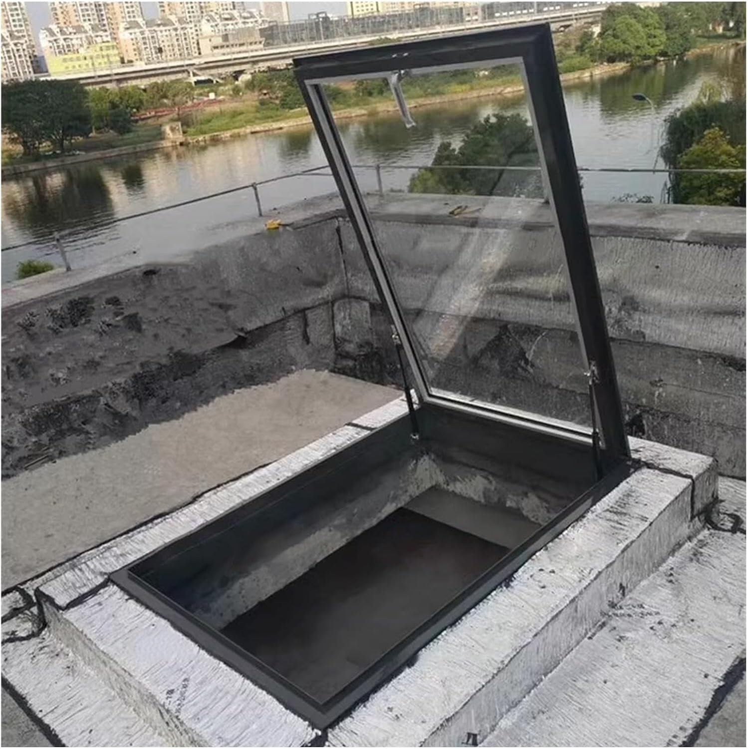 VUIKLCty Roof Maintenance Hatch, Tempered Glass Skylight, Sunroom Staircase Garage Attic Skylight Cover(88 * 118cm)