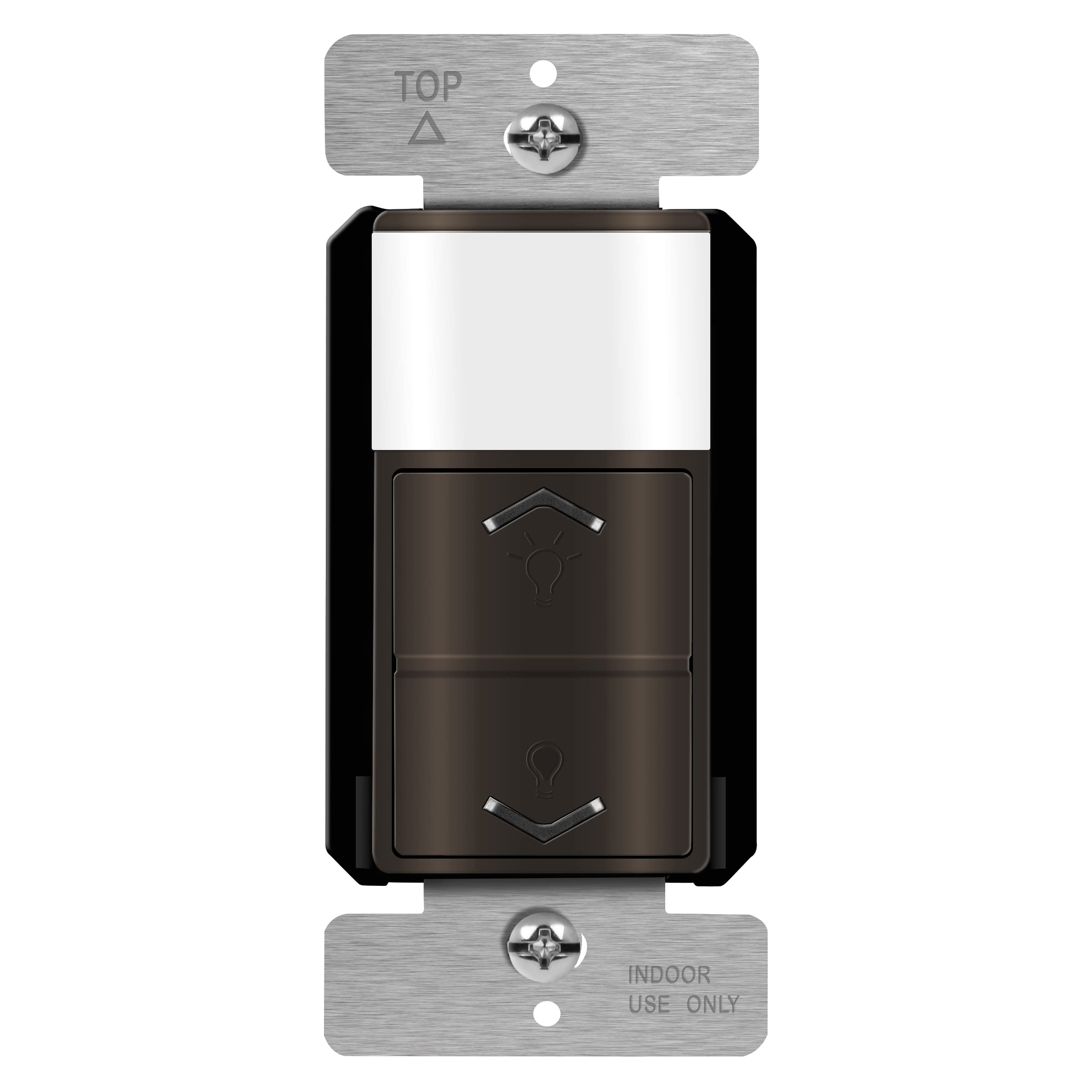 TOPGREENER TDODS5-120-BR Variateur électronique avec détecteur de mouvement PIR, modes d'occupation et de vacance, 150 W LED/CFL, unipolaire, certifié UL, TDODS5-120-BR, marron